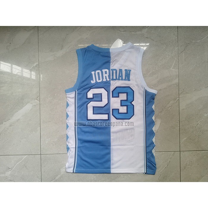 Camiseta NCAA North Carolina Tar Heels Michael Jordan NO 23 Split Azul Blanco